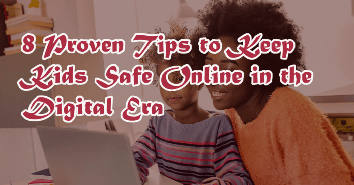 Mother and child learning kids safe online tips